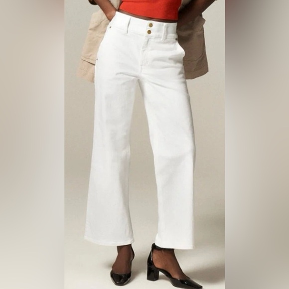 J. Crew Denim - J.Crew Slim-Wide Jean Womens Size 27 White Denim Stacked Buttons Stretch New